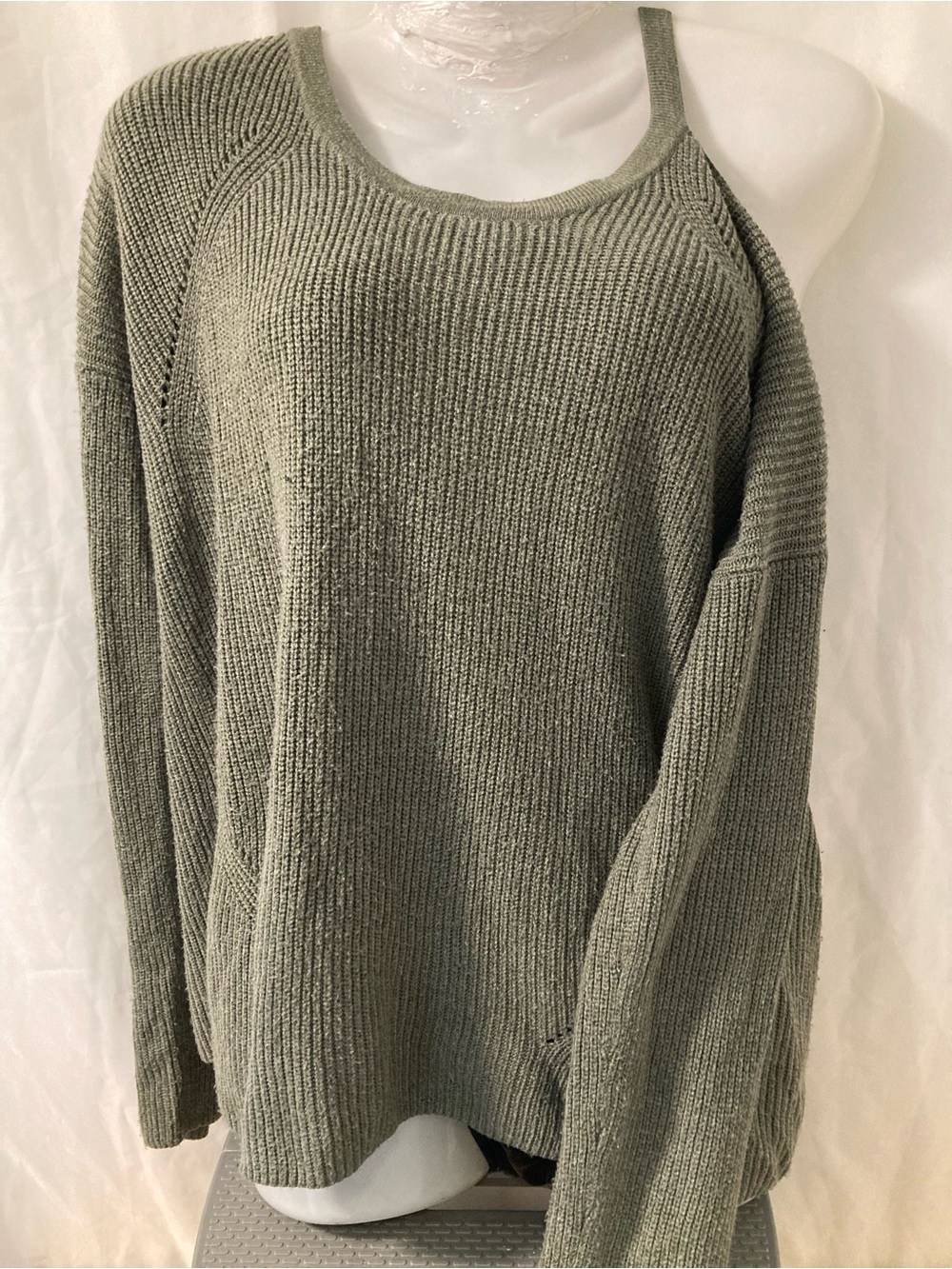 Garage Olive Cold Shoulder Knit Sweater Size M